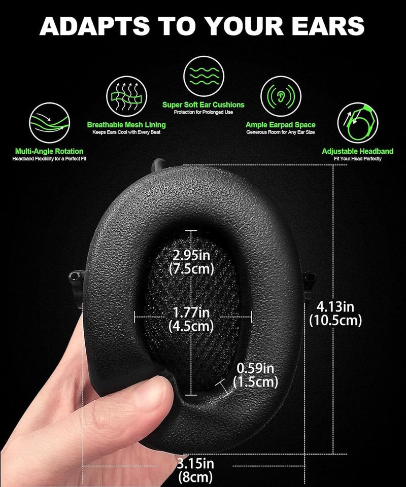 PROHEAR 033 Upgraded Bluetooth 5.4 Hearing Protection Headphones with FM/AM Radio, OSHA-Compliant 25dB NRR Safety Earmuffs, Rechargeable 48H Playtime for Mowing, Workshops and Snowblowing – Black