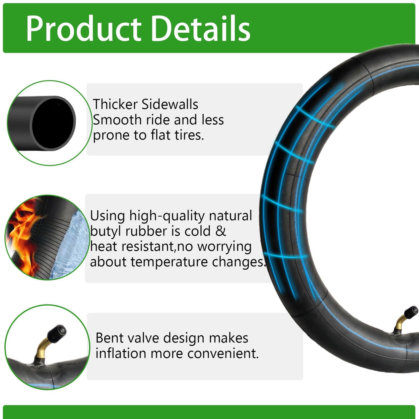 2-Pcs 14x2.125 Inner Tube, 14x2.125 Bike Tube for Electric Bike, 14 Inch Replacement Bicycle Tire Angled Valve Stem for Electric Bike
