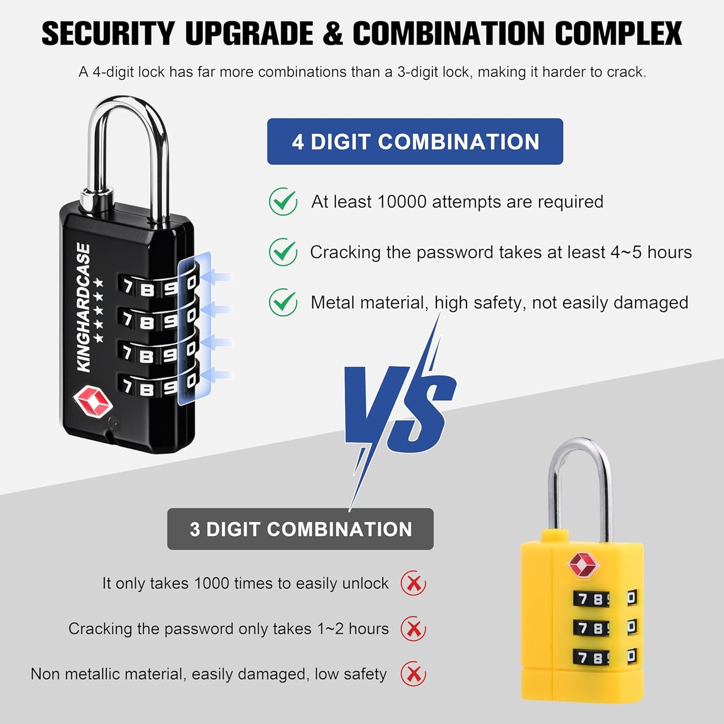 2 Pack TSA Approved Gun Locks, 4 Digit Combination Locks for Gun Case, Ammo Box, Rifle Bag, Luggage, Durable Resettable Locks with Locking Hook, Zinc Alloy, Travel Security
