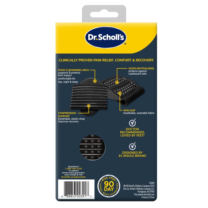 Dr. Scholl's® Plantar Fasciitis & Achy Feet Relief Arch Support Sleeve, Cushioned Arch Support, Compression Band, Foam Pad Insert, Non Slip Sole, All-Day Wear Morning to Night, Unisex 1 Pair