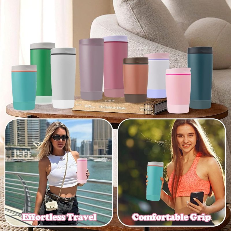 Kaitiaki 2Pcs Silicone Boot for Owala SmoothSip Slider Coffee Tumbler 20oz 12oz, Anti-Slip Sleeve for Travel Coffee Mug, Protective Accessories for Owala BPA Free (Cozy Cocoa)