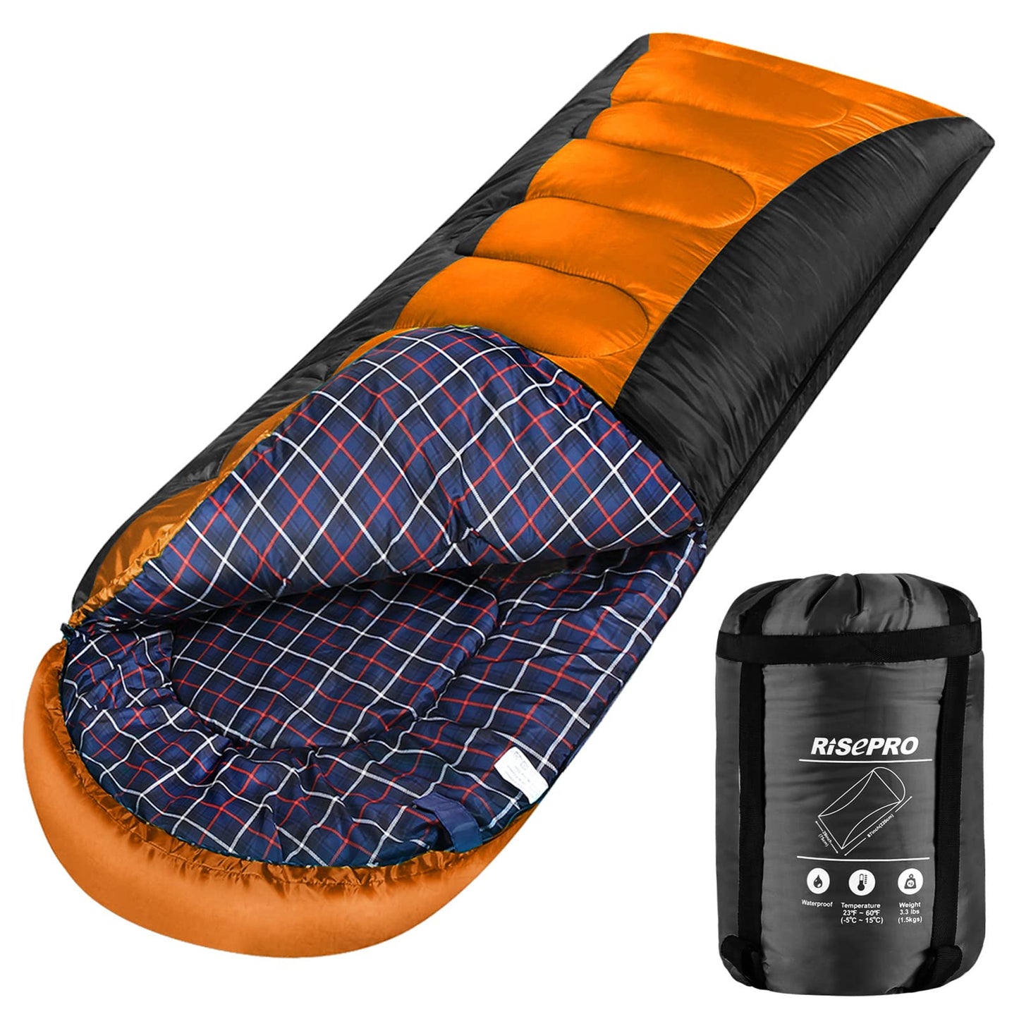 RISEPRO Sleeping Bag Lightweight, Portable, Waterproof 3-4 Seasons Warm Cold Weather Sleeping Bag for Adults & Kids - Indoor & Outdoor: Camping, Backpacking, Hiking