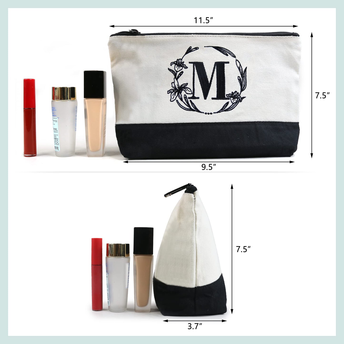 BeeGreen Mothers Day Birthday Gifts for Mom Grandma Initial-Canvas-Tote-Bag-for-Women-Large Initial Monogram Canvas Bag, Cute Tote Bags for Sisters Friends Coworkers Halloween Thank you Gifts A