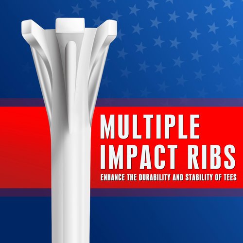 CHAMPKEY 5 Prongs Plastic Golf Tees 100 Pack - Star and Stripe Marking System Golf Plastic Tees - Lower Friction and Longer Distance Golf Tees (3-1/4")