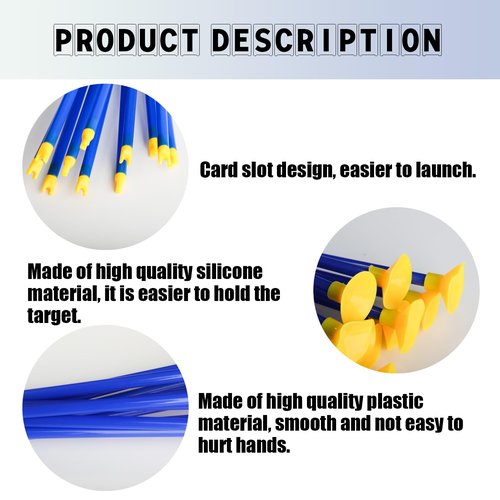 Motroce 12 PCS Play Replacement Suction Cup Arrows, 16.54 Inch Toy Replacement Arrows with Suction Cups for Kids Toy Bow (Blue)