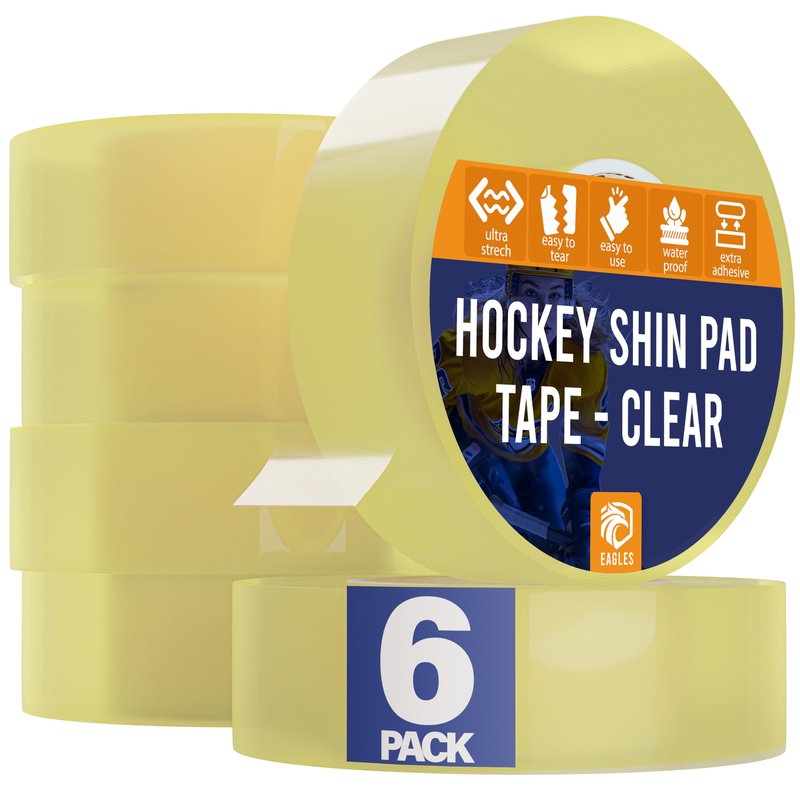 EAGLES Bulk Hockey Tape 1 or 6 Pack Black, White or Clear Multipurpose Tape Roll - Strong Adhesive - Durable Cloth or PVC Tape - Hokey Sports Gifts, Accessories, Equipment, Gear