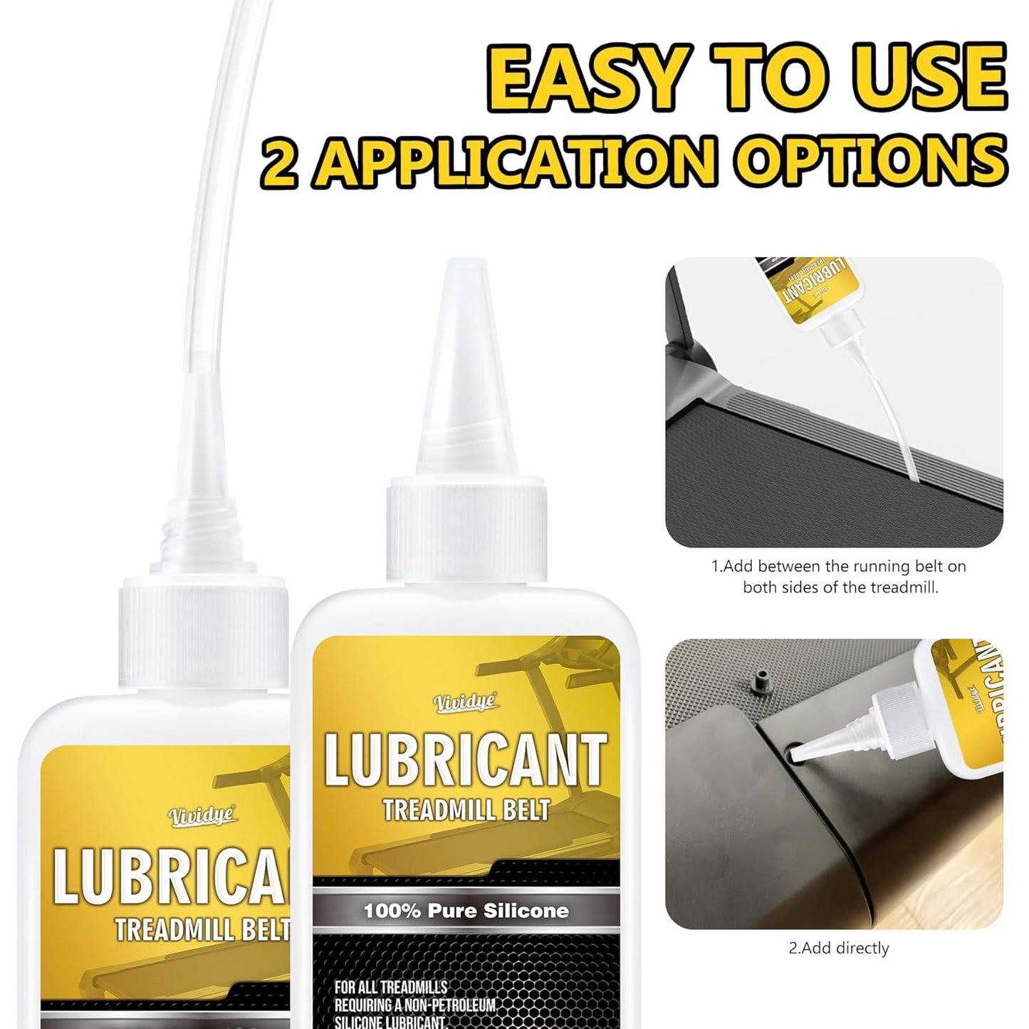 100% Pure Silicone Treadmill Lube - 7oz/200ml Treadmill Lubricant for Belt - Premium Silicone Oil with Application Tubes - Suitable for Most Treadmill Lubrication - Non-Toxic and Odorless