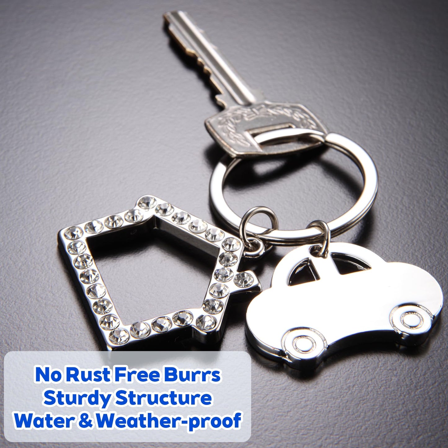 2.52 x 1.34 Inch 2 Pcs Brass Screw Lock Keychain with 4 Rings, Sliver Brass Screw Lock Clip Key Chain Ring Durable Simple Brass-Keychain Holder Brass-Key-Ring Simple Style Car keychain for Men Women,