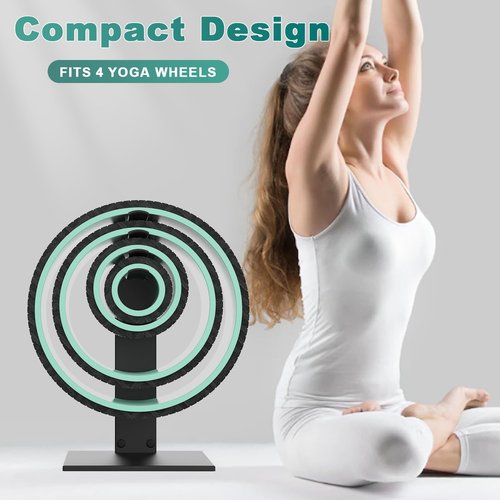 TOPHDY Yoga Wheel Rack - Metal Wall Mount Storage for Back Roller Wheel, Fit 4 Size Yoga Wheel for Back Pain & Stretching As Yoga Room/Home Gym Decor (Not Included Yoga Wheel)