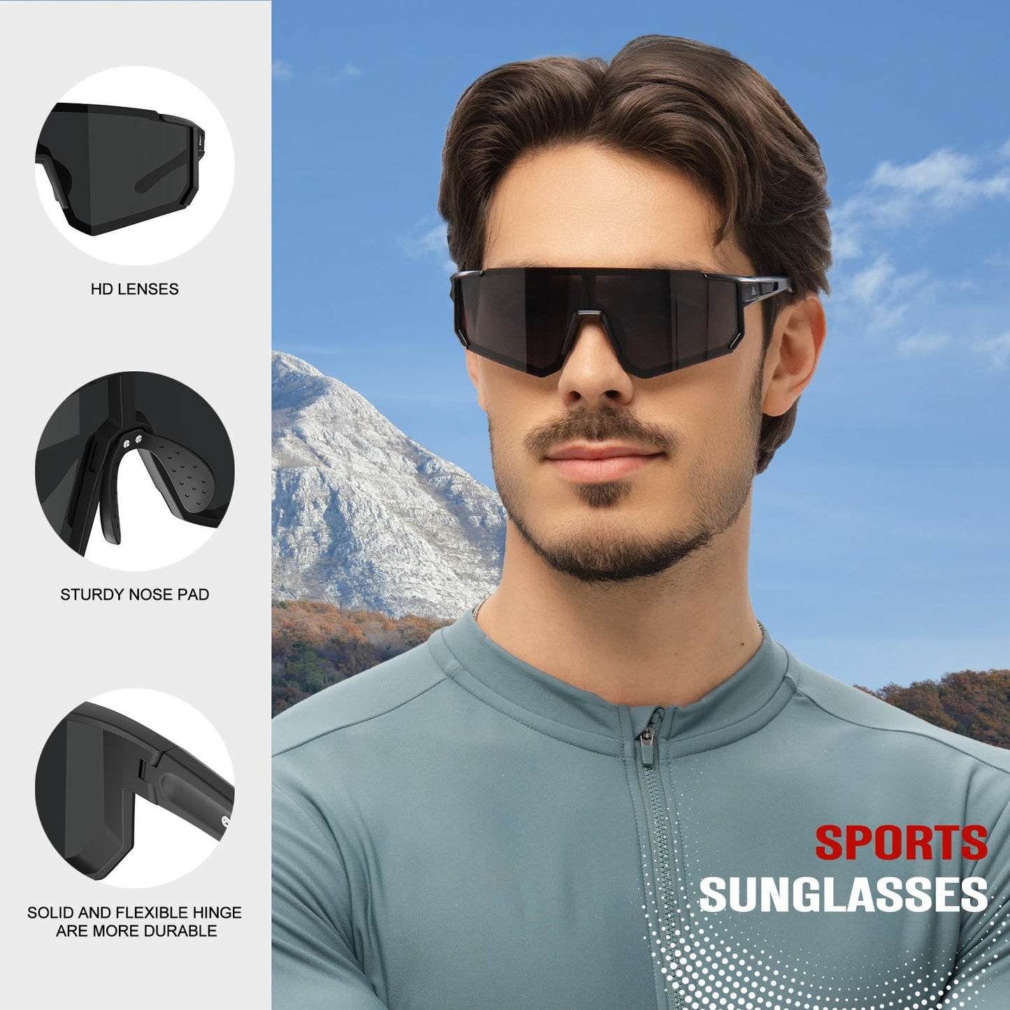 KALIYADI Mens-Sunglasses Women Sunglasses-Men Sports: Sun Glasses with UV400 for Golf Fishing Running Cycling