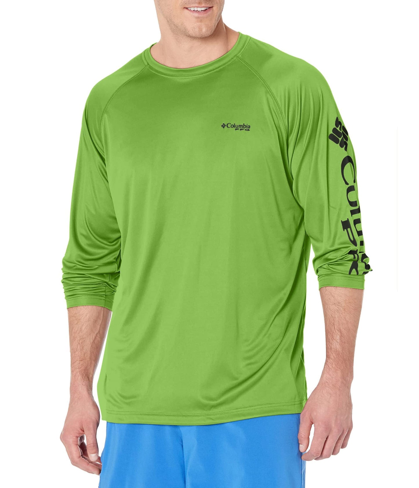 Columbia Men's Terminal Tackle Long Sleeve Shirt, Green Mamba/Black Logo, 6X Big