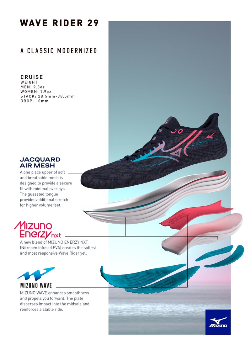 Mizuno Men's Wave Rider 29 Running Shoe, Neutral Road-Trail Shoe,Quiet Shade-Summer Sand, US Mens 10.5