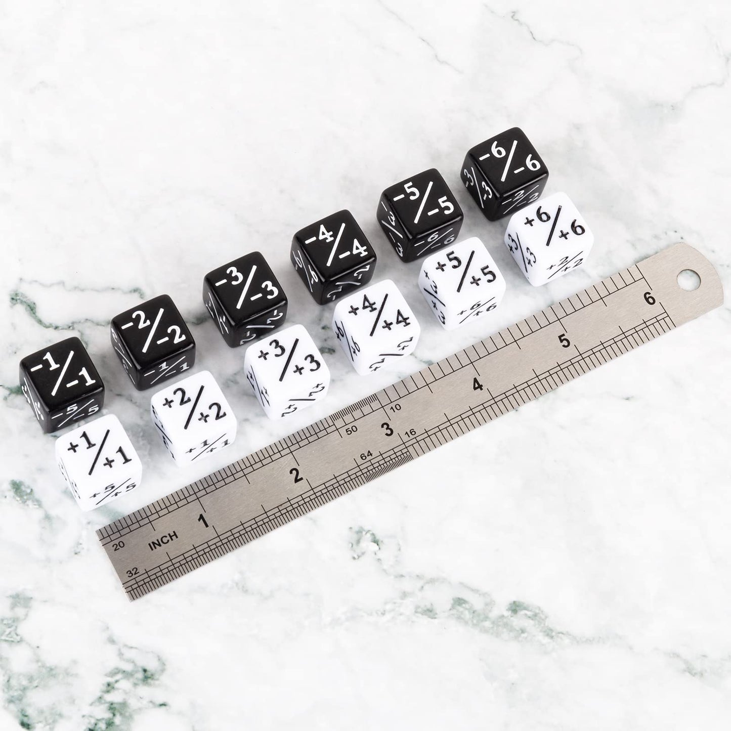 24 Pieces MTG Dice Counters +1 Buff Tokens Set 16mm D6 Magic Counter Dice for TCG MTG Card Games Accessory(Black, White)