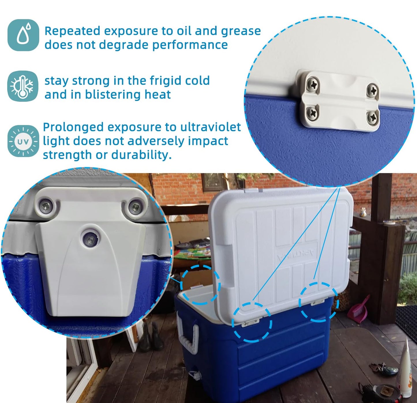 kelingsi Cooler Hinge and Latch Replacement Kit for Igloo,Repair and Replace Cooler Components,4 Hinges and 2 latches
