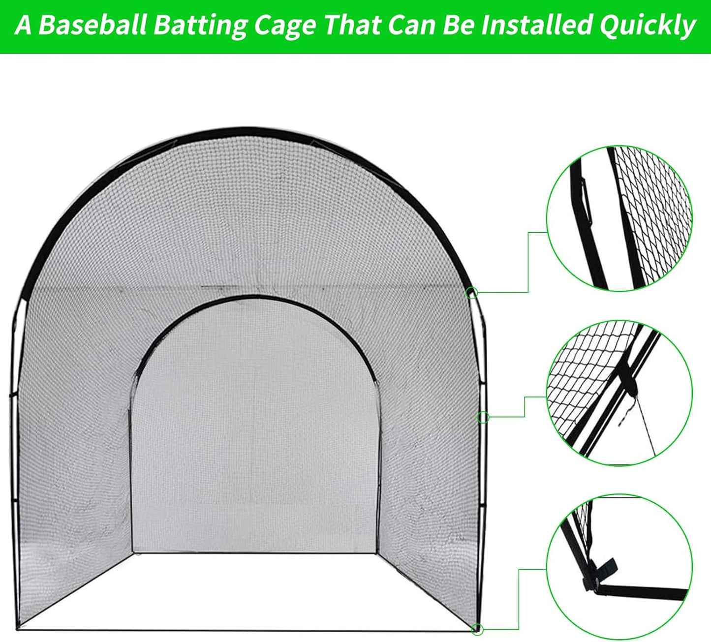 13×10×10FT Baseball Softball Batting Cage, Black Portable Batting Cages for Backyard Outdoor Pitching Practice Net