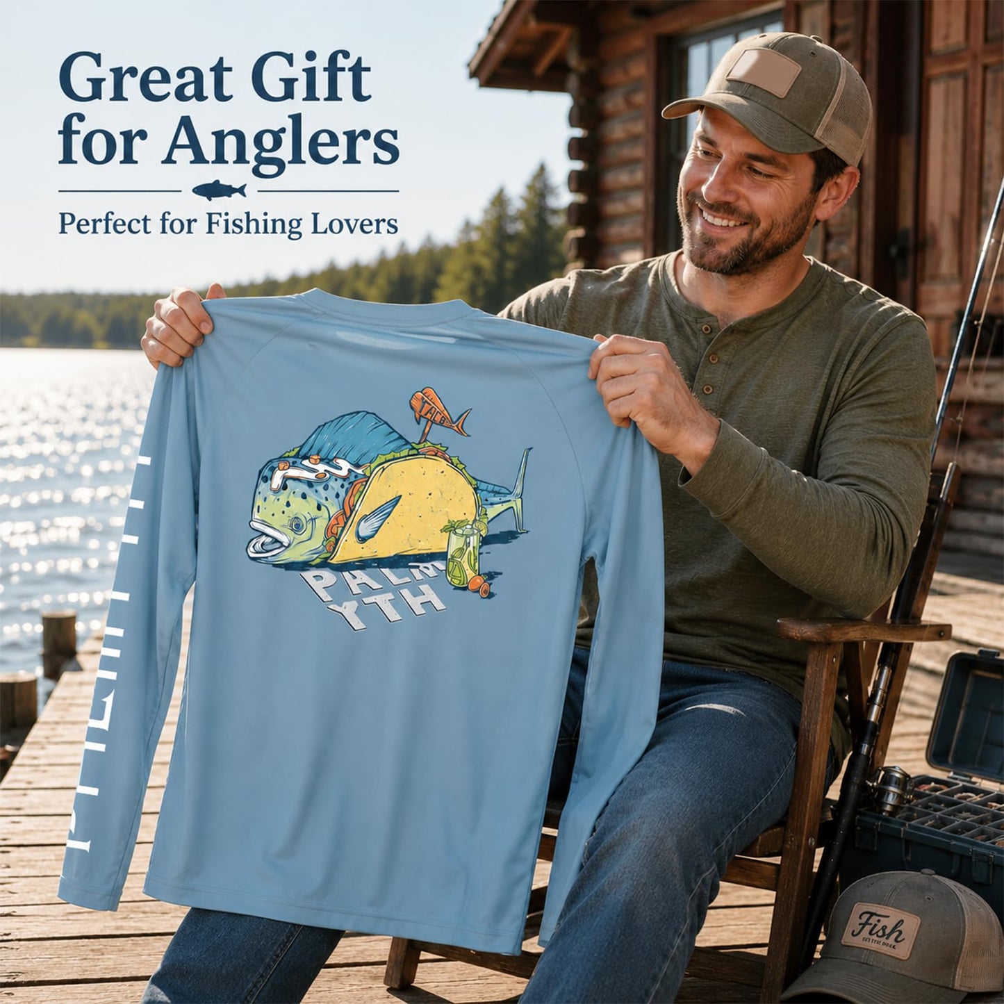 Palmyth Fishing Shirts for Men Long Sleeve UPF 50+ Quick Dry T-Shirt
