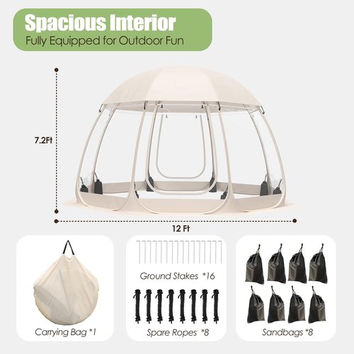 14 Person Bubble Tent with Waterproof Roof & Vent Windows – 12ft Camping Shelters,Outdoor Garden Dome Igloo with 0.15mm Thick Clear PVC, 540° Transparent camping screen room for Patio, Party, Backyard