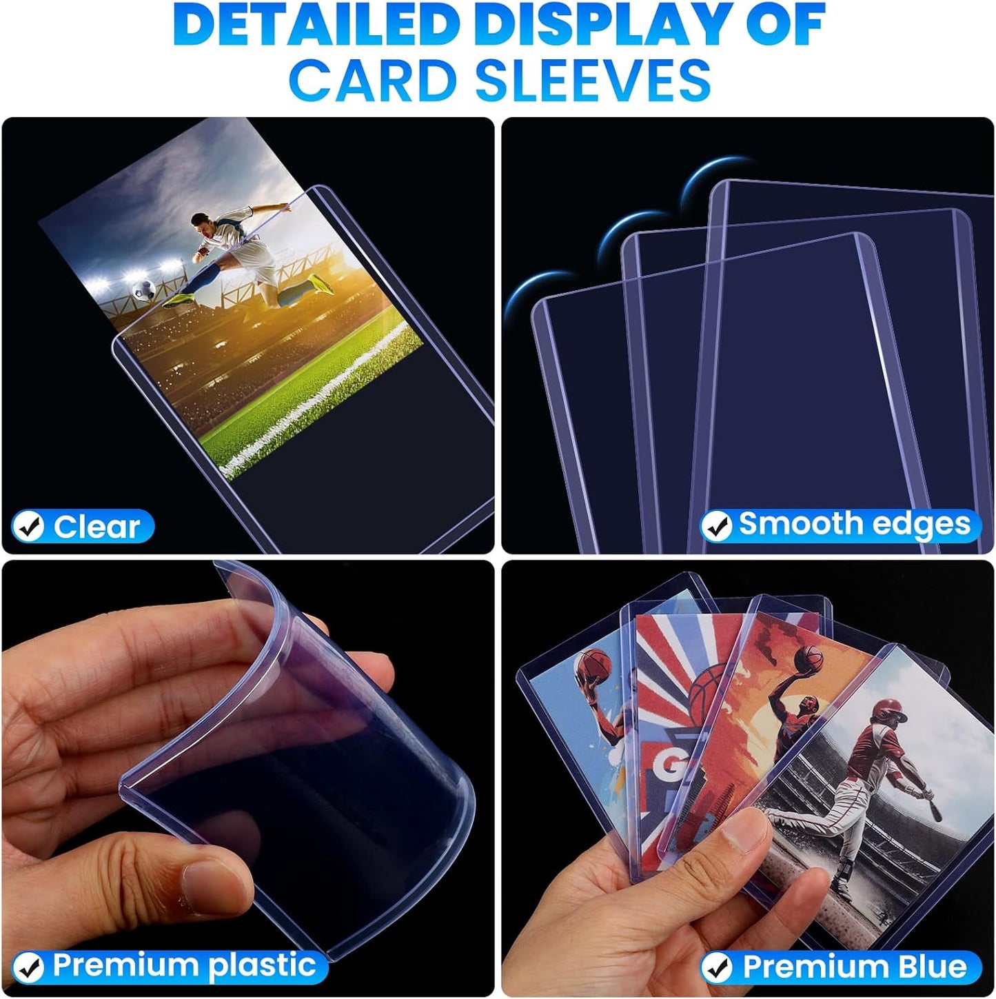 200 Card Sleeves Top Loaders for Cards, 3" x 4" Hard Plastic Toploaders, Baseball Card Protectors, Trading Card Holder for Football Sports Cards (100 Toploaders + 100 Penny Sleeves)