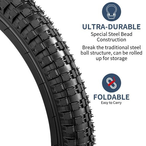 YUNSCM 2-PCS 16" Bike Tires 16x2.4/64-305 and 16" Heavy Duty Bike Tubes Schrader Valve Compatible with Mountain Bike 16 x 2.35 16 x 2.40 Bike Bicycle Tires and Tubes (Y-1092)