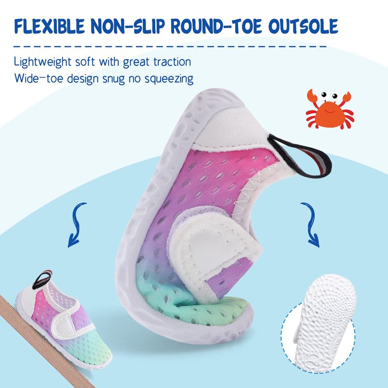 LeIsfIt Boys Girls Water Shoes Kids Aqua Socks Toddler Quick-Dry Swimming Shoes Non-Slip Summer Shoe for Beach Pool Surf, Colour, 10 Toddler