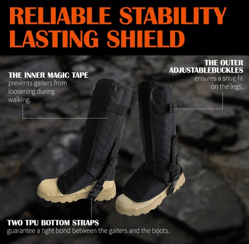 SUGOOE Snake Gaiters Leg Guards, Snake Guard Chaps for Men & Women, Adjustable Snake Proof Gaiters for Hunting, Outdoor and Farm Working