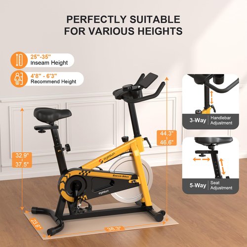 Exercise Bikes for Home,Indoor Cycling Bike with Adjustable Magnetic,Brake Pad Resistance Silent Belt Drive,330lbs Weight Capacity &Upgraded Version Seat for Home Cardio&Weight Loss(Classical Exercise Bikes Plus)