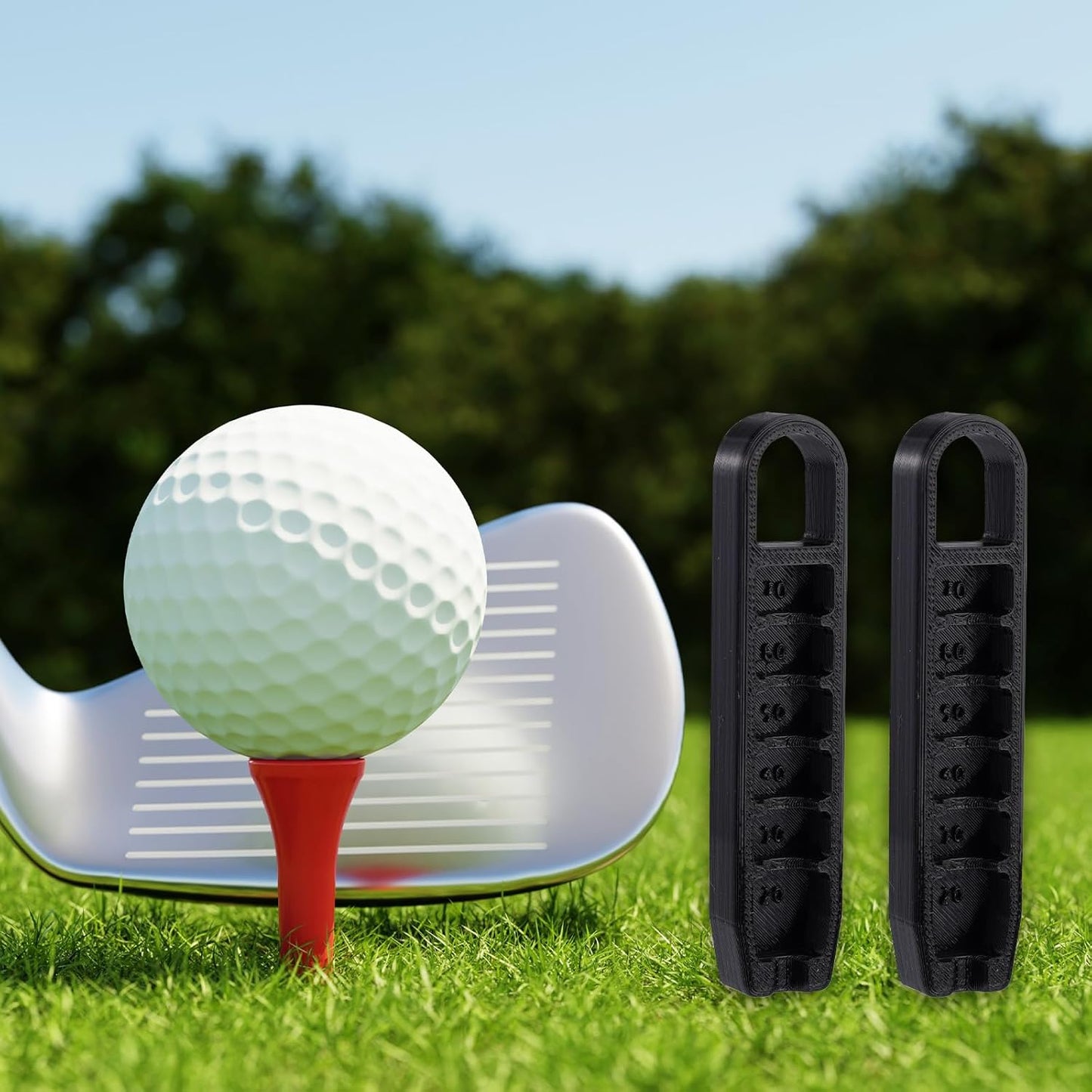 2pcs Golf Tee Height Adjuster, 6 Settings Precision Adjustable Golf Tee Elevator Tool Height Setter for Consistent Swings Training Accessories (Black)