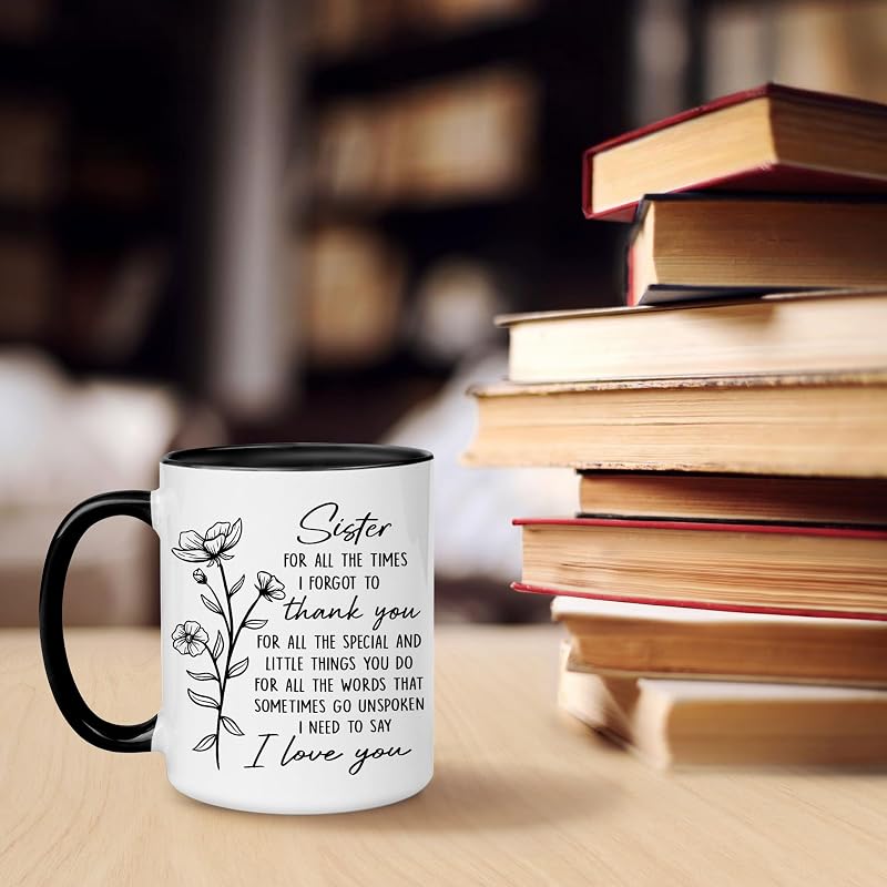 Sister Coffee Mug 11 oz – Gift Set with Keychain – From Sister Variation: Sister