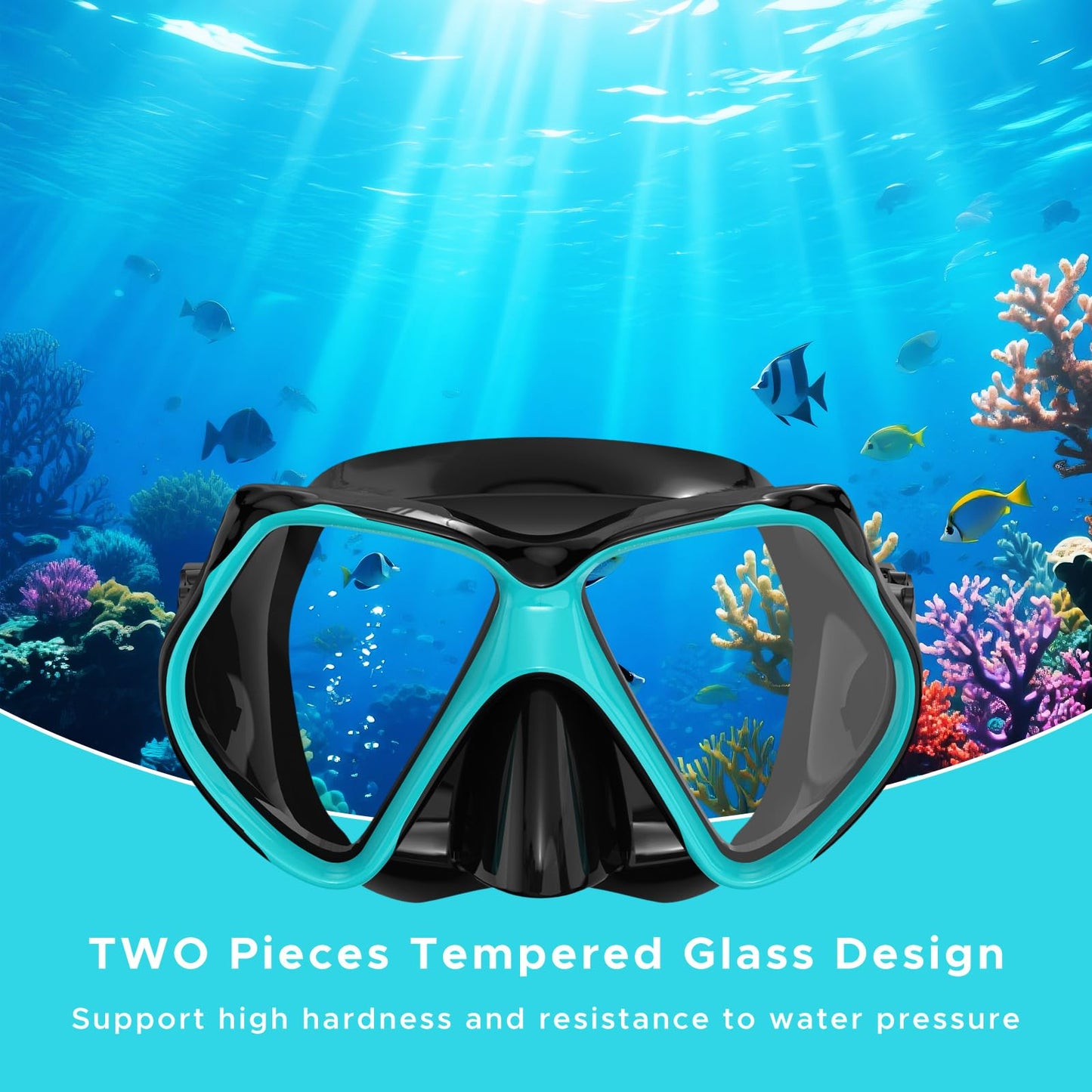 2 Pack Snorkeling Gear for Adults, Dry Snorkel, Mask Set Adult, Diving Scuba Mask, Scuba Gear, Swimming Goggles with Nose Cover, Swim Freediving Tempered Glass Panoramic View Travel Packages