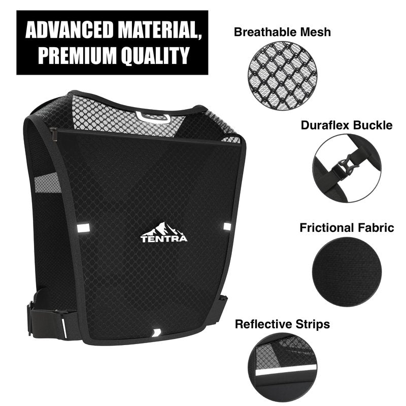 TENTRA Running Vest with 500ml Soft Flask, 8 Pocket Hydration Vest for Women Men โ Lightweight Reflective Running Vest with Waterproof Phone Pouch