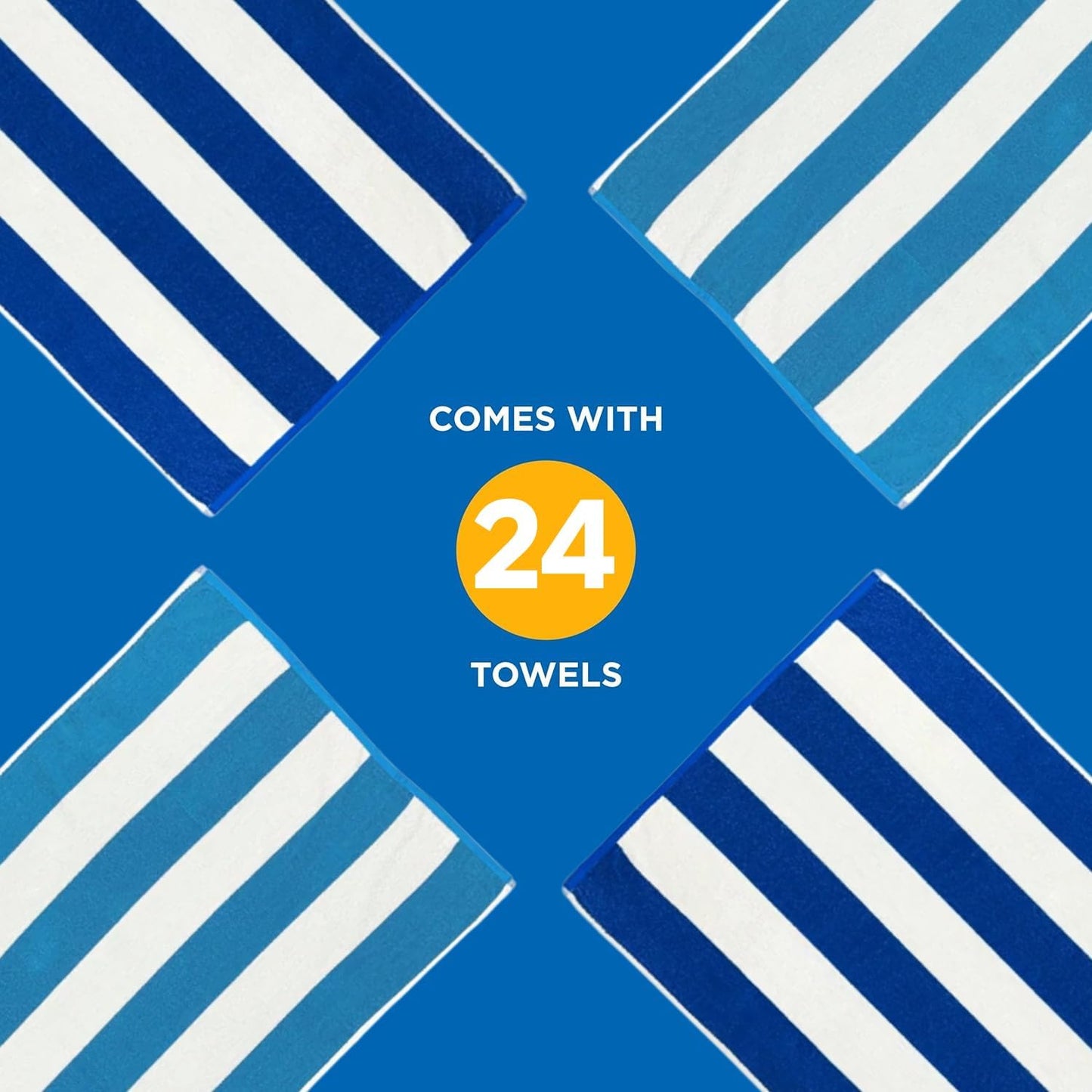 Kaufman - Large Beach Towels | 30" x 60" Terry Cabana Striped | Absorbent, Quick-Drying | 100% Cotton Thick Beach Towels (Blue & Turquoise) (2-Pack)