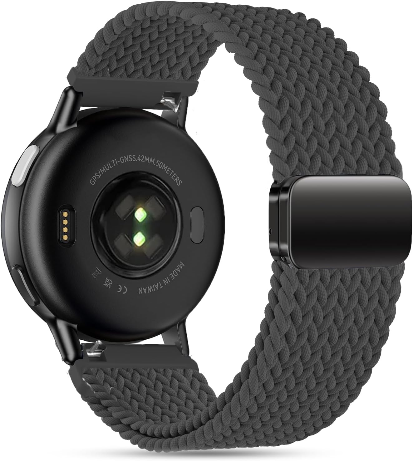 20mm Magnetic Braided Nylon Band Compatible With Garmin Vivoactive 6/Vivoactive 5/3/3 Music Watch Bands, Quick Release Stretchy Strap Replacement for Venu Sq 2/Forerunner 55/165/245/645