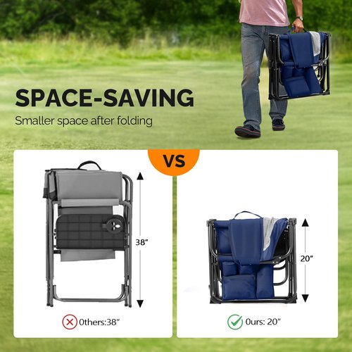VINGLI Camping Chairs, Directors Chair, Camping Chair with Side Table & Carry Bag,Heavy Duty Camping Chairs for Adults,Portable Folding Camping Chair 2 Pack, for Beach, Fishing,Trip,Picnic,Lawn-Blue