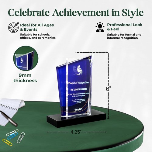 Victory Trophy - Custom Acrylic Award Plaque for Employee Recognition, Graduation, Retirement, Corporate Gifts, Milestone Celebrations, and Sports Achievements (6-inch)