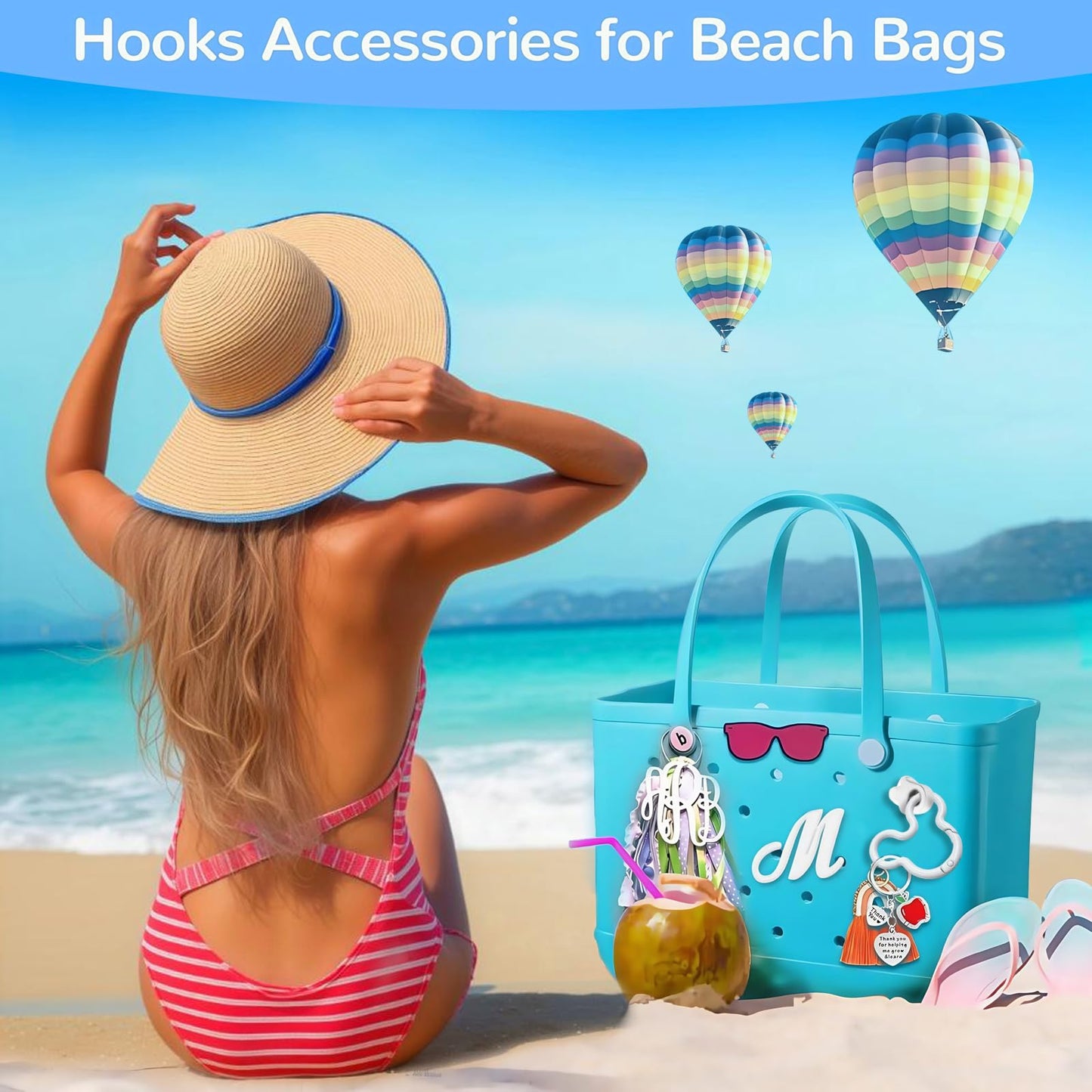 2Pcs Mouse Head Accessories Inserts Hooks for Bogg Bag Carabiner Keychain, Key Holder Charms Compatible with Bogg Bags (White 2pcs)