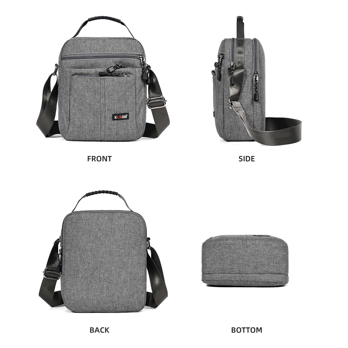 KL928 Men's Messenger Bag - Crossbody Shoulder Bags Travel Bag Man Purse Casual Sling Pack for Work Business(Large Version,Grey)