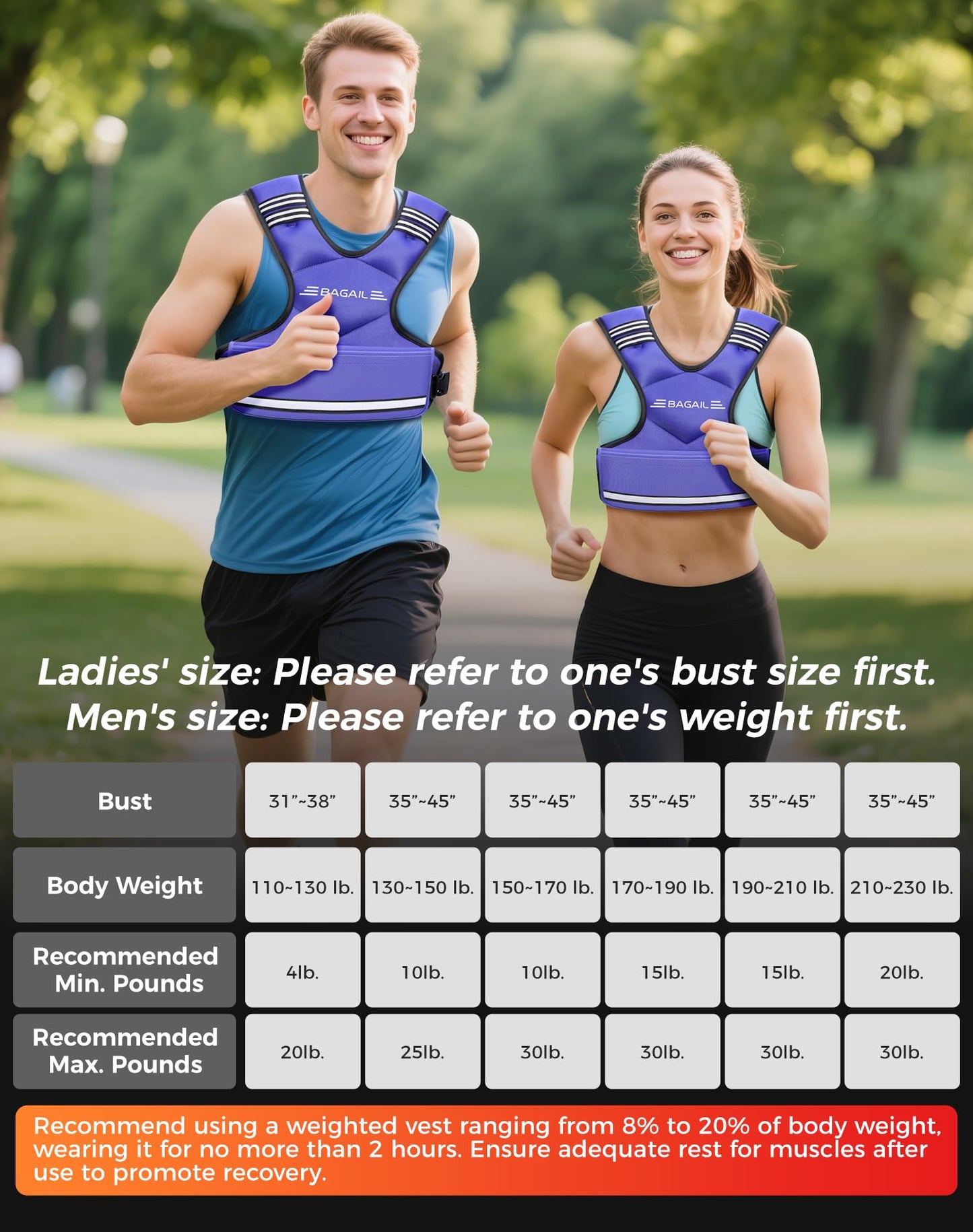 BAGAIL Adjustable Weighted Vest for Women 12-18lb, Comfortable U-Neck Rucking Vest with 6 Removable Weights, Storage Pocket and Reflective Strips for Walking, Jogging, Weight Loss & Home Workouts