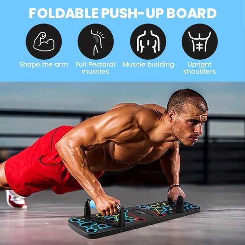 Saker Foldable Push-up Board,Home Multi functional Solid Exercise Equipment Fitness Floor Chest Muscle Exercise Professional Equipment Burn Fat Strength Training Arm Suitable for Men and Women