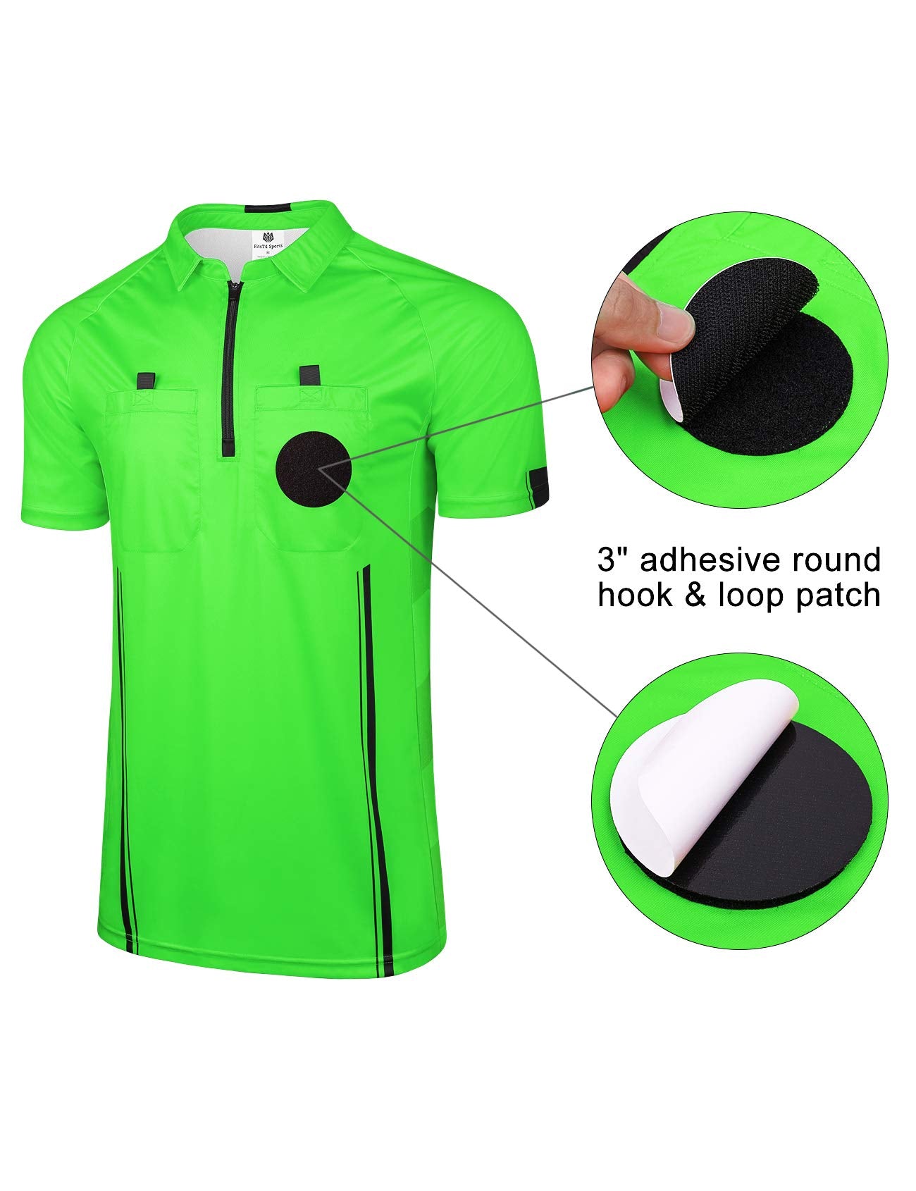 FitsT4 Sports Pro Soccer Referee Jersey Short Sleeve Ref Shirts Green Small