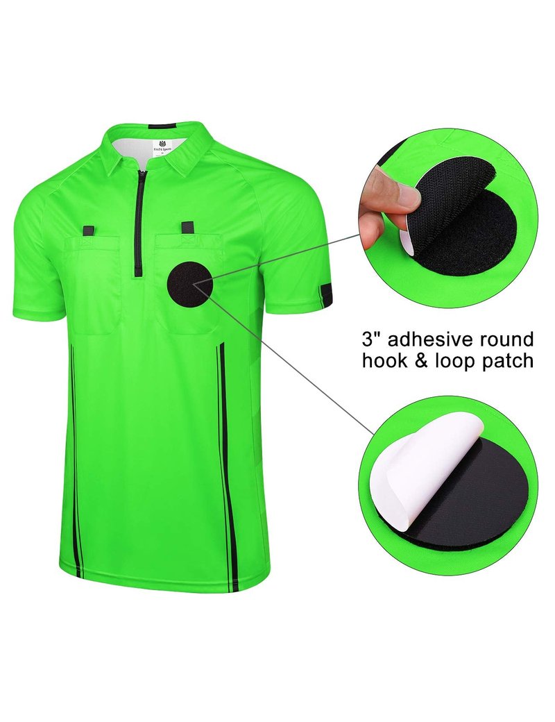 FitsT4 Sports Pro Soccer Referee Jersey Short Sleeve Ref Shirts Green Small