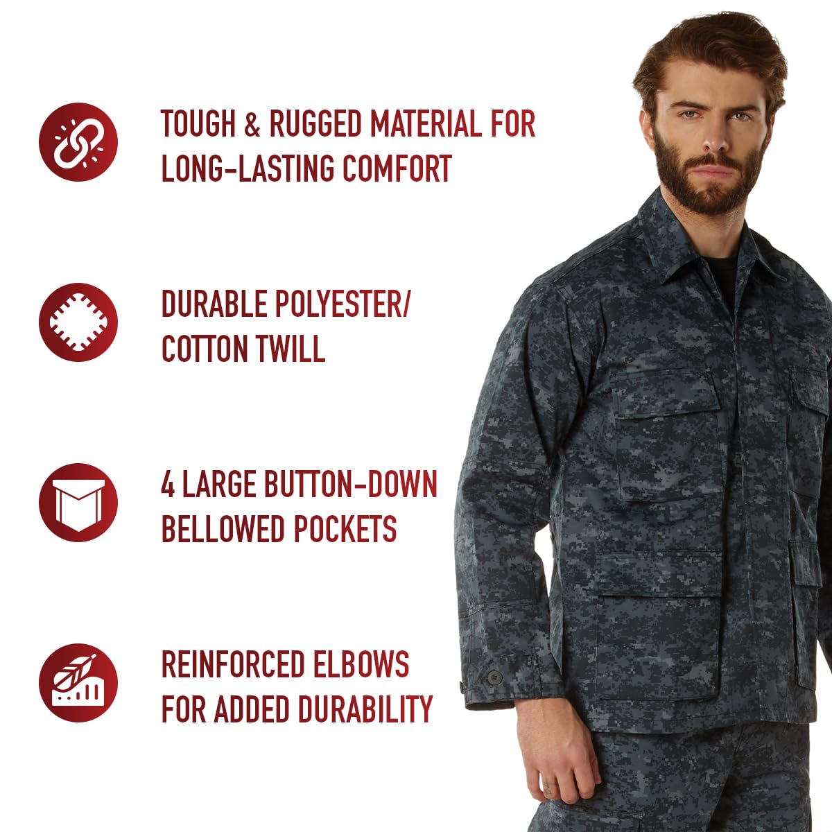 Rothco BDU Uniform Shirt, Midnight Digital Camo, XL