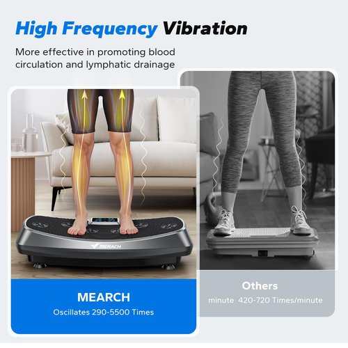 MERACH Vibration Plate Exercise Machine, 3D & 4D Vibration Plate with 2 Tension Ropes LED Display, Whole Body Vibration Platform for Women Men, Exercise Equipment for Home