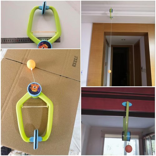 SquEqu Hanging Table Tennis Trainer with Doorway Clip Ping Pong Paddles Rackets and 6 Balls Table Tennis Training Set No Table Game for Kids Indoor Sports Door Frames Attachement Hit Shot Practice