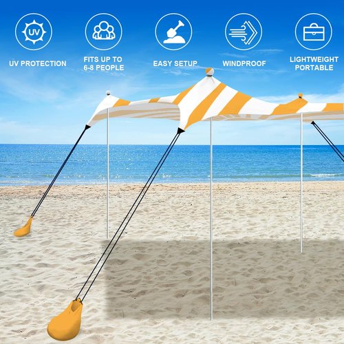 YUKIHOME Beach Tent Sun Shade Canopy Tent, UPF 50+ Camping Beach Sun Shelter 10 x 10ft 4 Pole, Lightweight, Easy Set Up and Carry