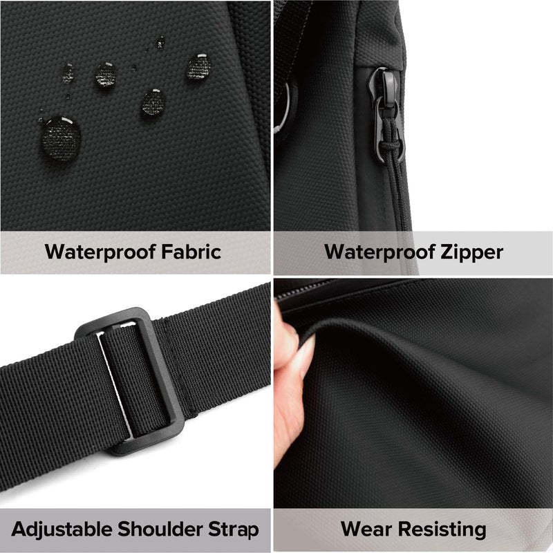 Small Sling Shoulder Crossbody Bag Men Women, Lightweight Anti-theft One Strap Casual Chest Bag Slim Backpack for Outdoor Walking Trip Hiking Biking Black