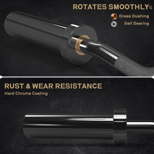 RitFit 2 Inch EZ Curl Bar with Weights, 700LBS Weight Capacity Olympic Curl Barbell for Bicep, Tricep and Weight Lifting Exercises (Full Black with Collar)