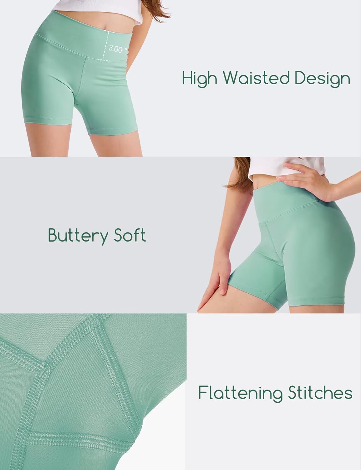 3 Pack Girls 4'' High Waisted Black Biker Shorts, Athletic Running Yoga Shorts for Kids Teen
