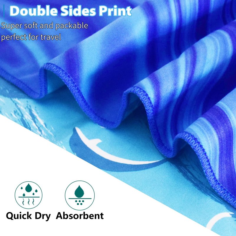 TwoYek 2 Pack Microfiber Thin Beach Towel Lightweight 71x32 Oversized Extra Large Sand Free Towels Quick Dry for Travel Pool Yoga Gym Sports Beach Accessories Vacation Essential Gift