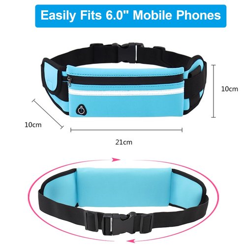 Slim Running Belt Fanny Pack for Men and Women, Adjustable Waist Pack Phone Holder for All Phones, Runners Pouch for Workout, Jogging, Travel, Money Belt and Fitness Accessories Blue