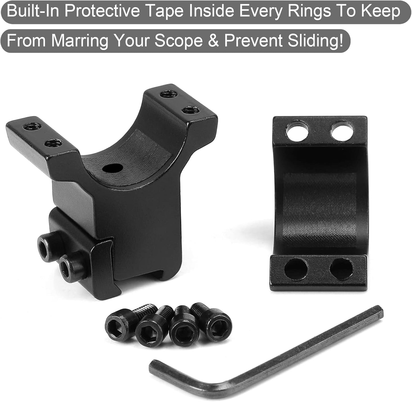 1'' Dovetail Scope Rings, 2 Pack High Profile or Medium Profile 1 Inch Scope Mount Rings for 11mm Dovetail Rails
